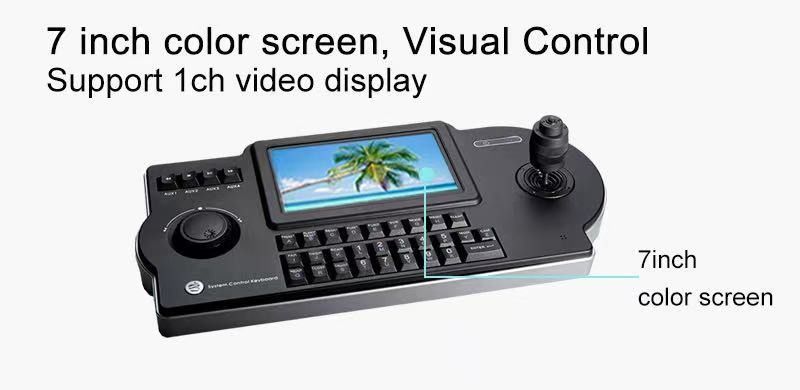 CCTV Keyboard Controller,Network 4D Joystick Decoding Keyboard With 7 Inch LCD Screen